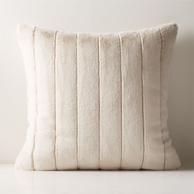 Channel Off-White Faux Fur Throw Pillow Cover 23""x23 | CB2