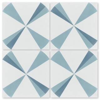 Villa Lagoon Tile Polaris Azul Multicolor/Matte 8 in. x 8 in. Cement Handmade Floor and Wall Tile... | The Home Depot