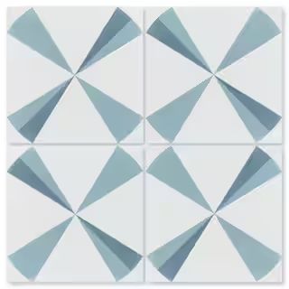 Villa Lagoon Tile Polaris Azul Multicolor/Matte 8 in. x 8 in. Cement Handmade Floor and Wall Tile... | The Home Depot