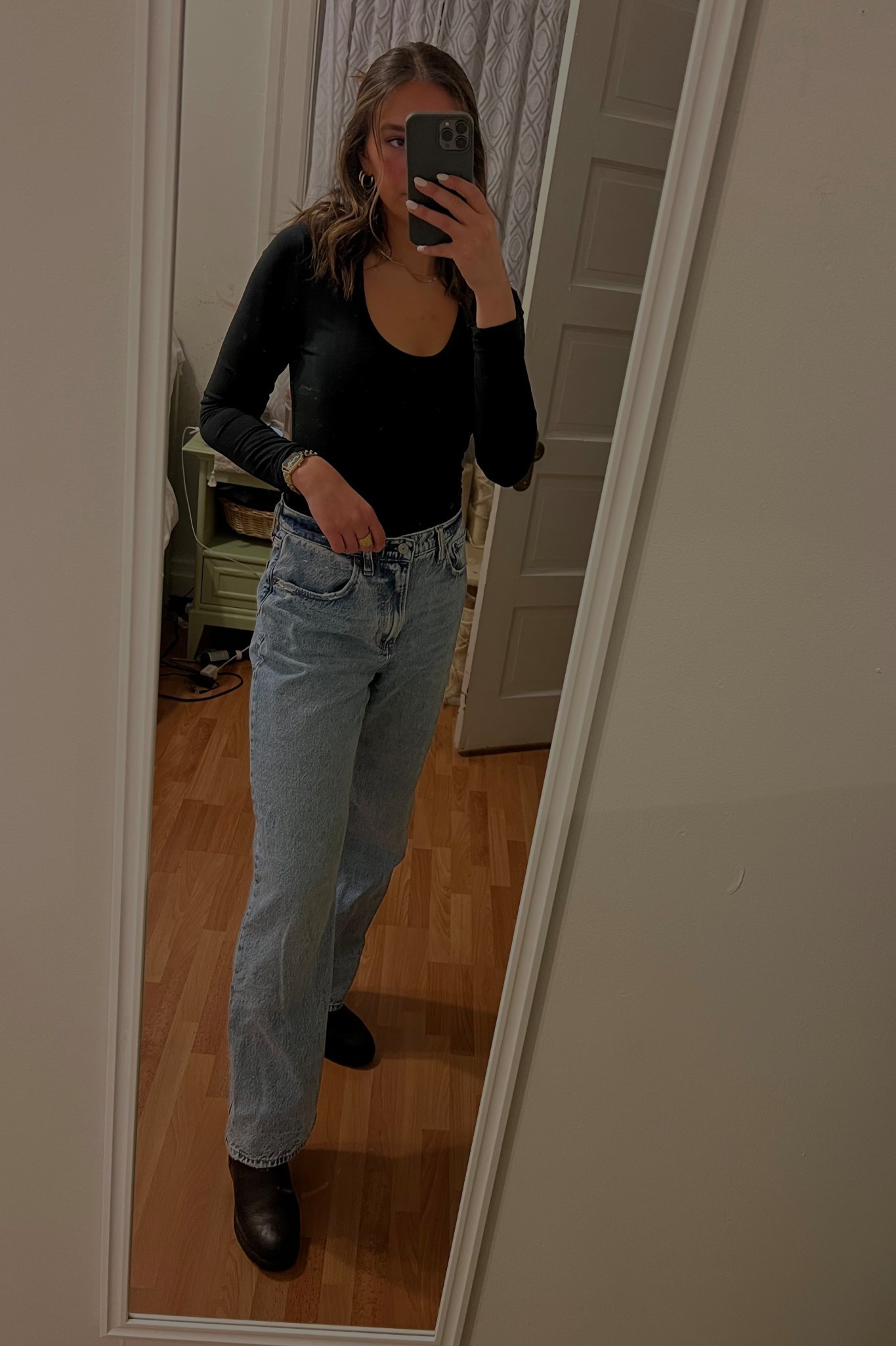 Classy night out with black bodysuit, light wash jeans and black booties….my personal favorite going out wear!!! @abercrombie 

#LTKootd #LTKgrwm #LTKSpringSale