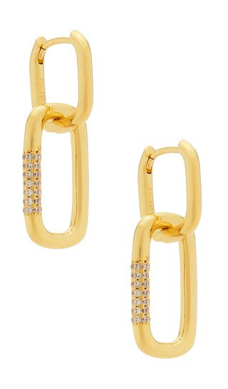 Mazin Jewels Double Lock Earrings in Metallic Gold. | Revolve Clothing (Global)
