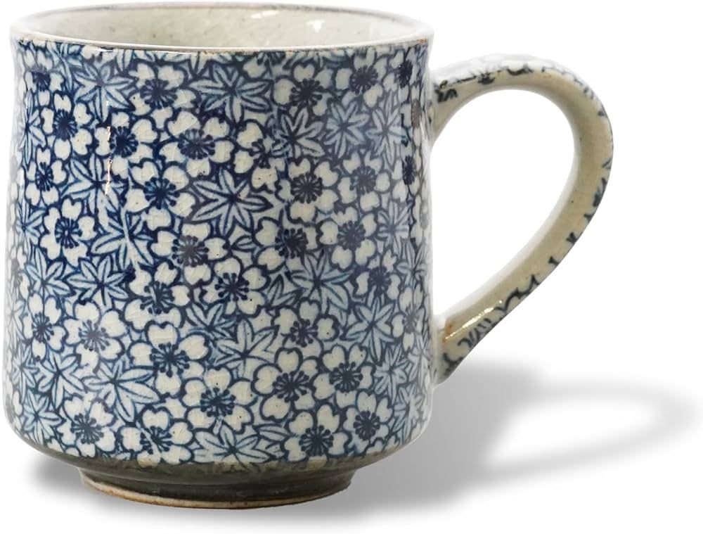 Nostalgic Mino Ware Ceramic Sometsuke Small Mug Cup - Japanese Crafted, Floral Pattern, Comfort G... | Amazon (US)