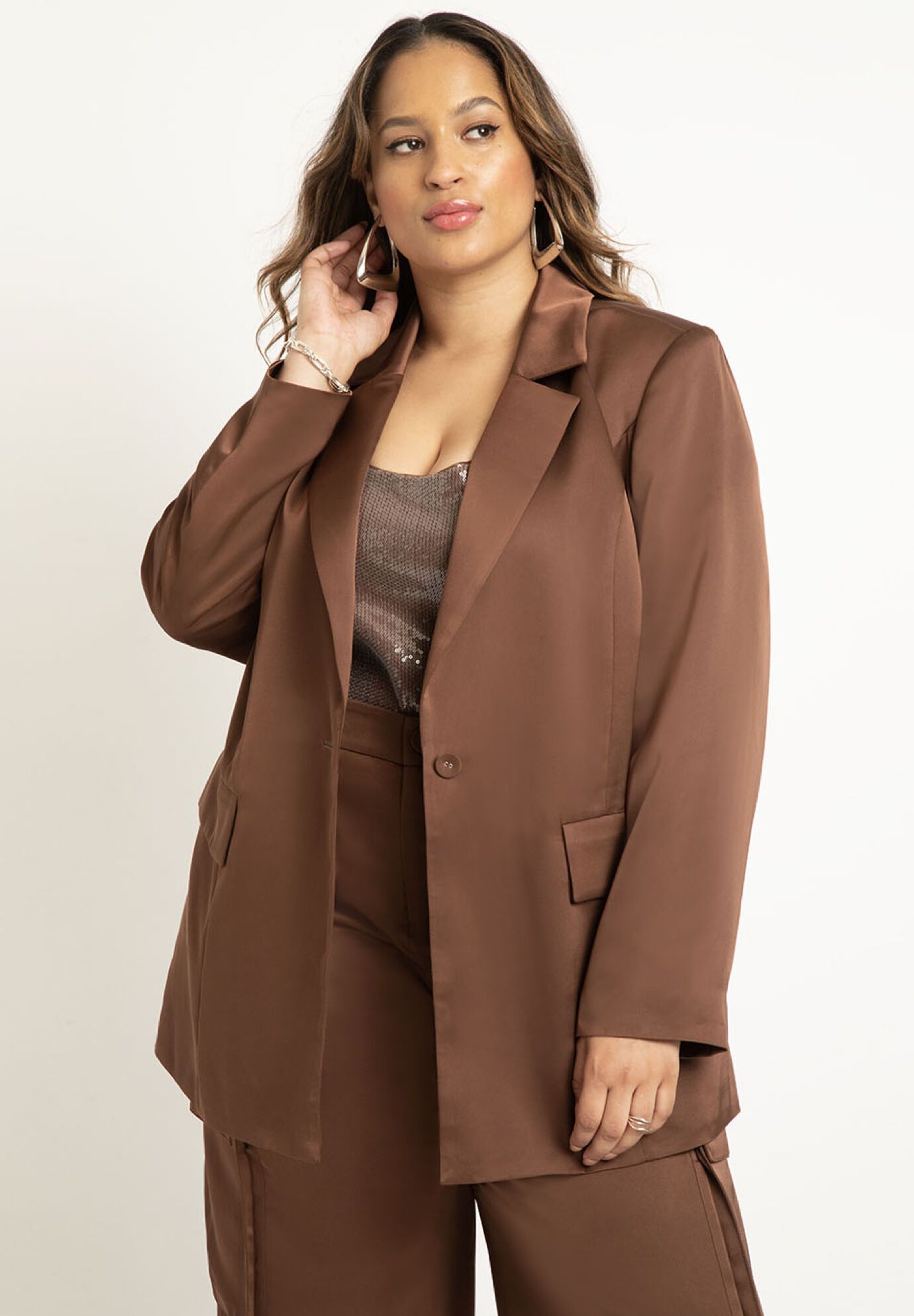 Oversized Satin Blazer | Eloquii