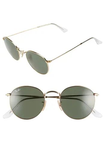 Men's Ray-Ban 50Mm Round Sunglasses - Gold/ Green | Nordstrom
