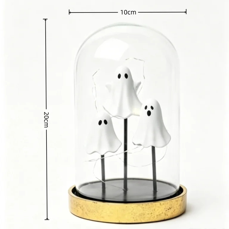 Feledorashia Halloween Ghost Night Light, Glass Cloche Table Lamp, Mini Ghost Figurine Dome with ... | Walmart (US)