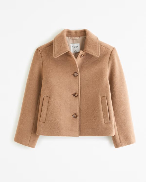 Wool-Blend Short Coat | Abercrombie & Fitch (UK)