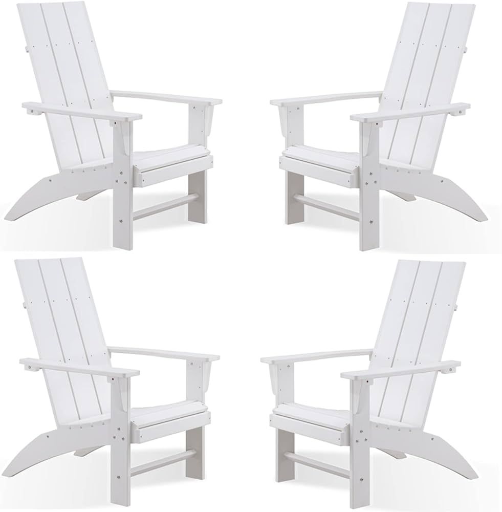 Psilvam Modern Adirondack Chairs Set of 4, Oversized Poly Lumber Fire Pit Chair, 350 Lbs Support ... | Amazon (US)