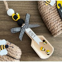 Bee Decor, Honey Scoop For Rae Dunn Canister, Wood Bead Garland Spring Tier Tray Dipper | Etsy (US)