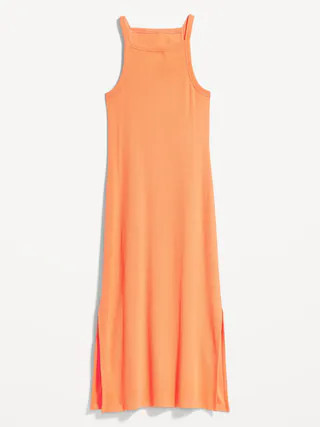 Fitted Sleeveless Rib-Knit Midi Dress for Women | Old Navy (US)