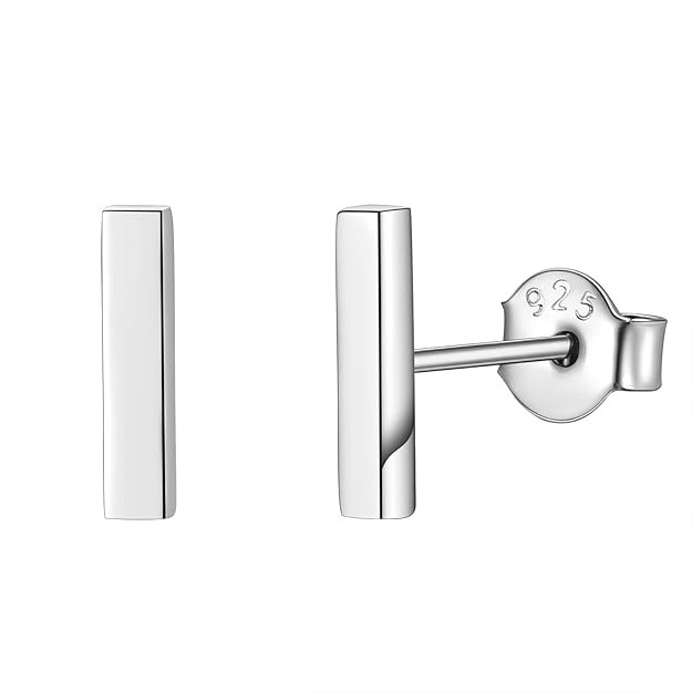 FindChic Hypoallergenic Sterling Silver Small Bar/Heart/Dot/Triangle/Butterfly/Lightning Studs Ea... | Amazon (US)