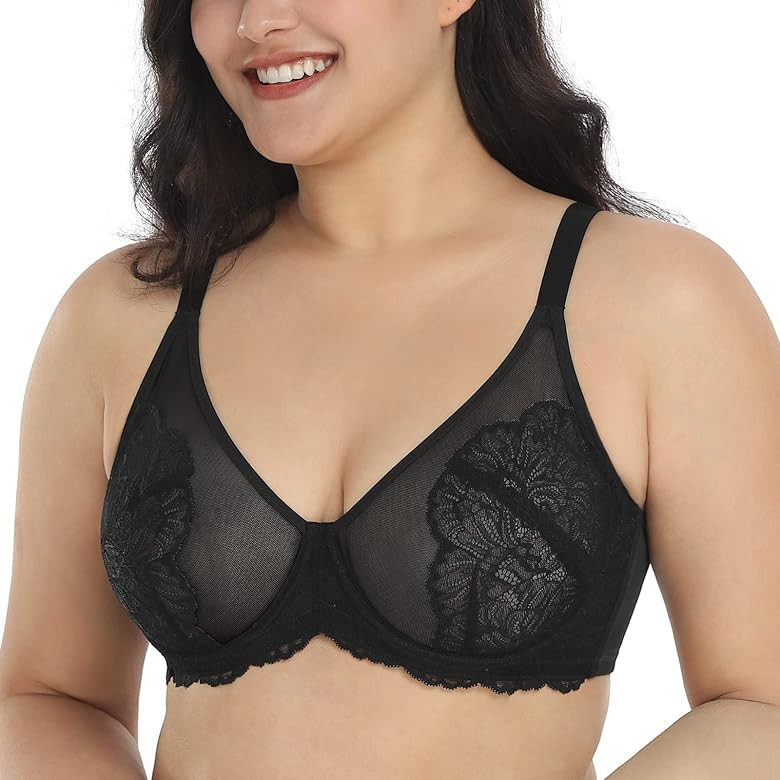 HSIA Minimizer Bra for Women Full Coverage Lace Plus Size Compression Bra Unlined Bras with Under... | Amazon (US)