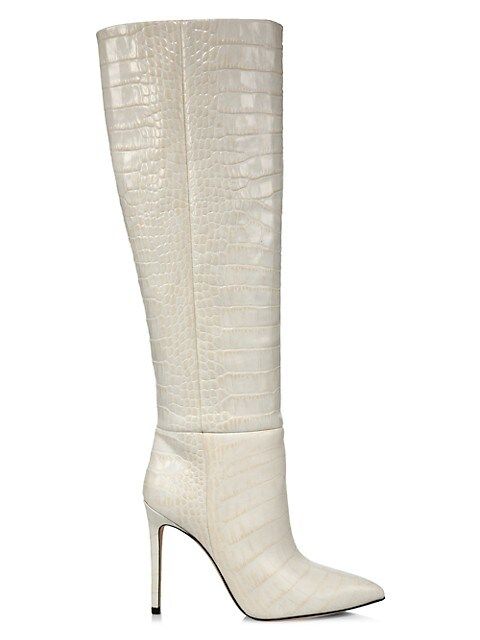 Knee-High Croc-Embossed Leather Boots | Saks Fifth Avenue