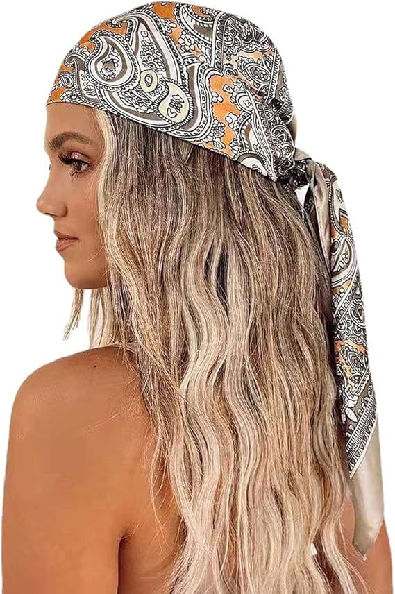 K-Elewon 35" Large Square Fashion Scarves Women's Satin Silk Feeling Hair Wrapping Scarfs Night S... | Amazon (US)