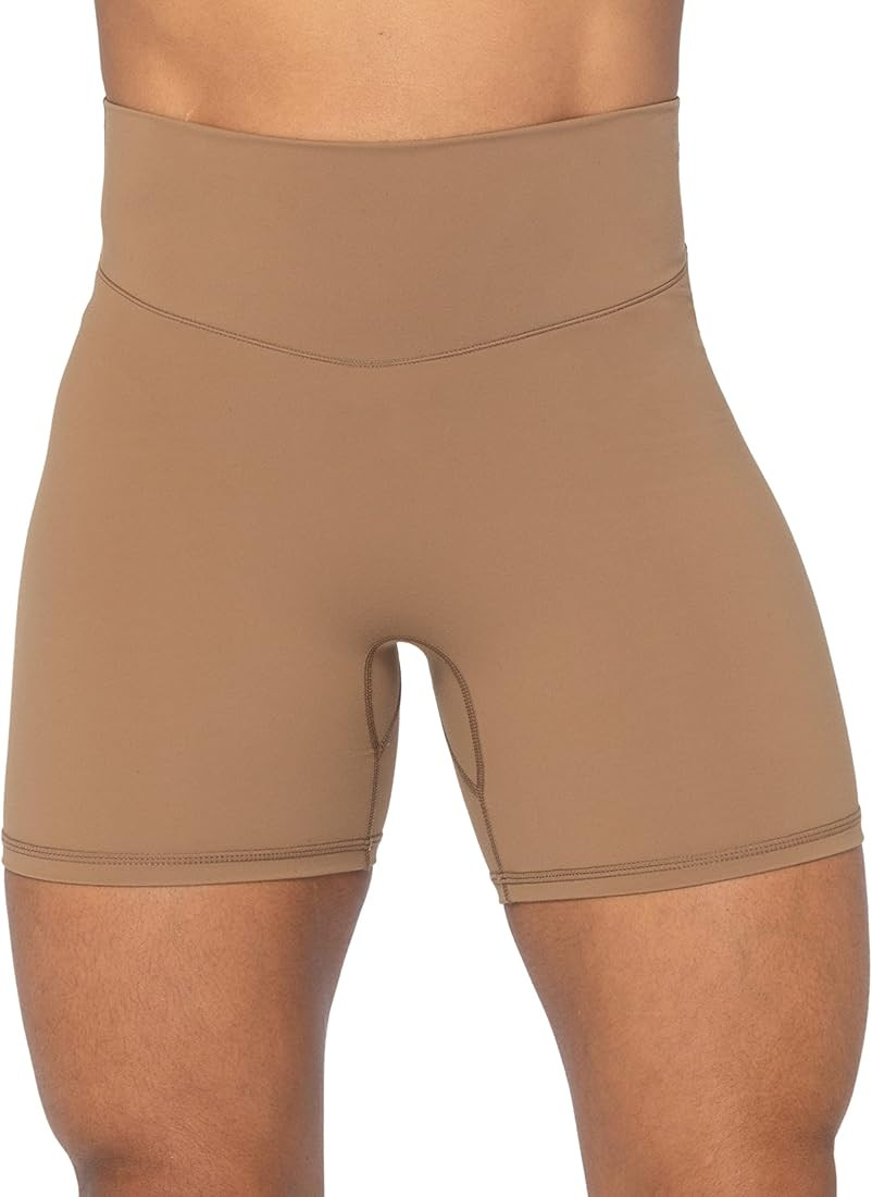 No Front Seam High Waist Biker Shorts for Women, Squat Proof Yoga Workout Gym Bike Shorts | Amazon (US)