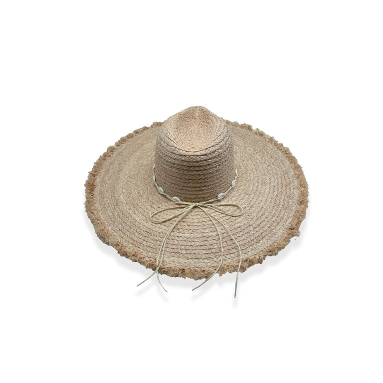 Time And Tru Women's Shell Fringe Straw Hat, OSFM, Natural | Walmart (US)