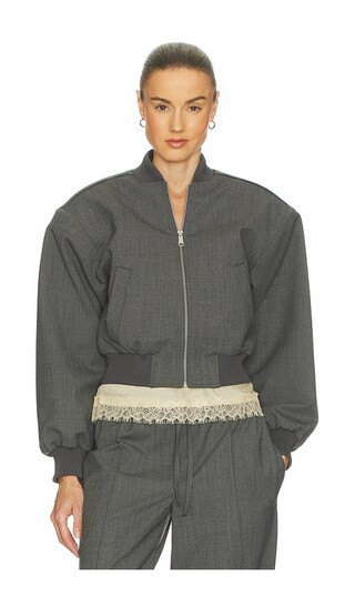 Helsa Wool Blend Bomber Jacket in Grey. - size M | Revolve Clothing (Global)