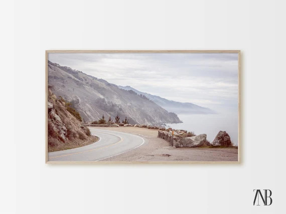 Samsung Frame TV Art, Big Sur, Pastel Beach Cliffs, Highway 1, Road Trip, Instant Download, Calif... | Etsy (US)