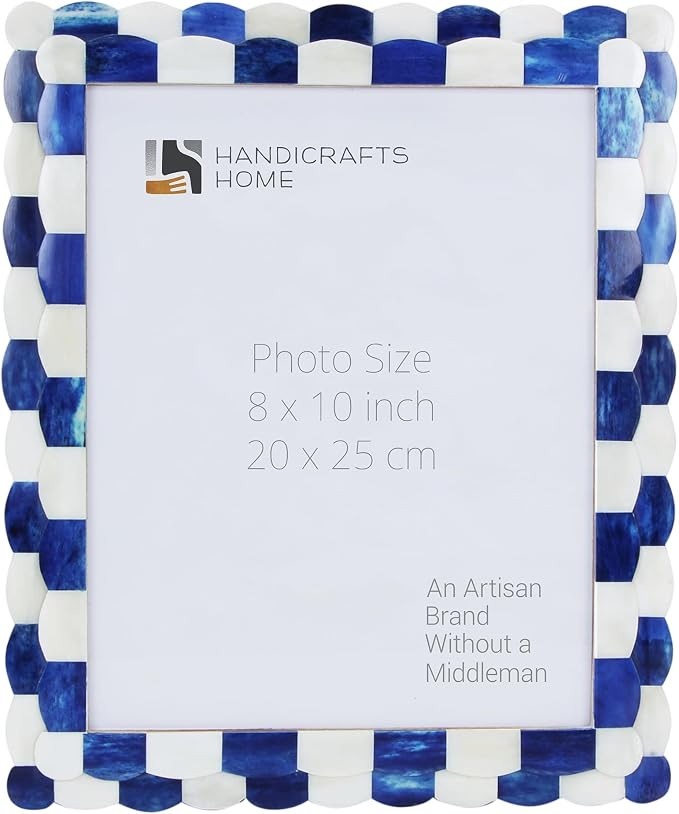 Handicrafts Home Photo Picture Frame - 8" x 10" Handmade Gift Photo Frames - Blue & white | Amazon (US)