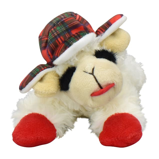 Multipet International Holiday Lamb Chop with Trapper Hat Dog Toy, 6" L, Small | Petco