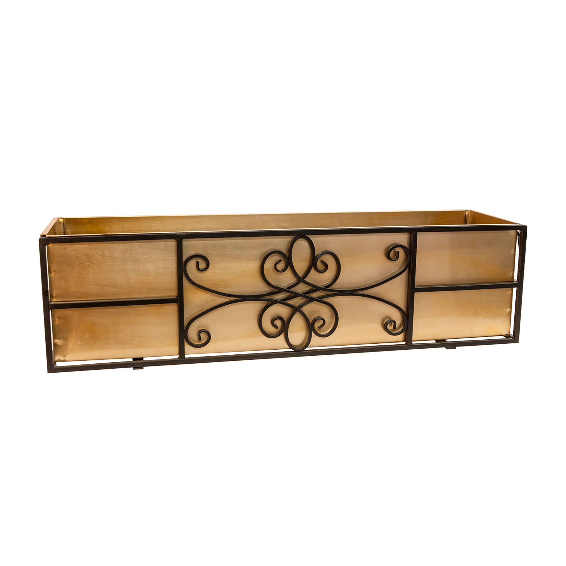 Style Selections Rectangle 9.75-in W x 9.75-in H x 9.75-in D Black Metal Outdoor Window box | 83527 | Lowe's