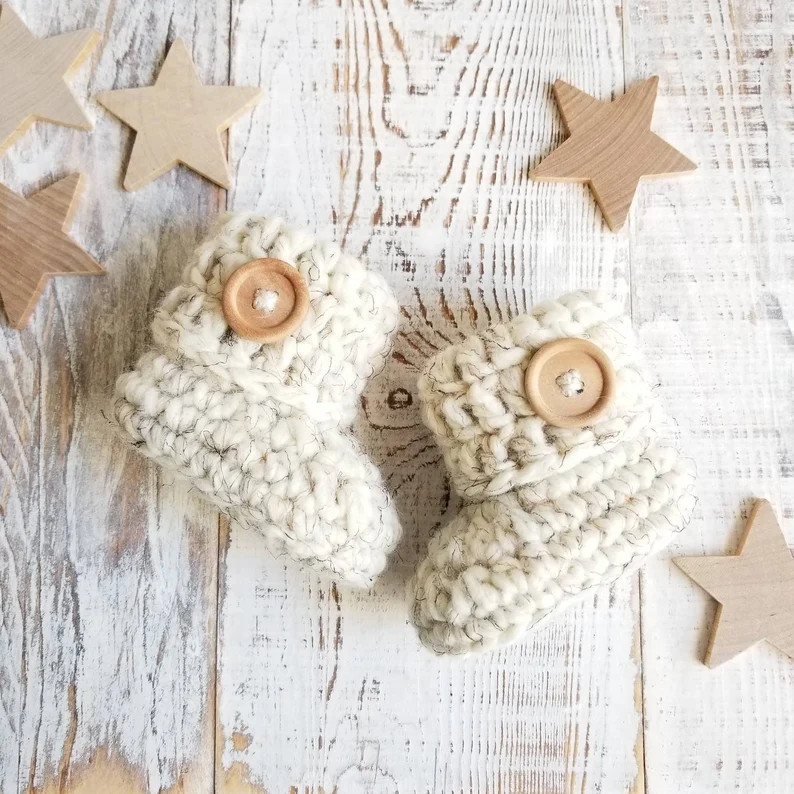Baby Booties, Newborn Shoes, Newborn Winter Outfit, Baby Girl Gift, Crochet Baby Booties, Neutral... | Etsy (US)