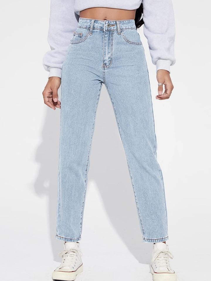 SHEIN EZwear High Waist Straight Leg Jeans | SHEIN
