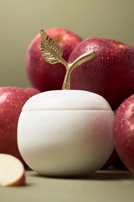 Apothecary 18 Spice Orchard Woods Hand-Carved Apple Marble Candle | Anthropologie (US)