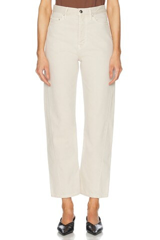 Toteme Twisted Seam Full Length Straight Leg Jeans in Cream | FWRD 