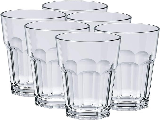 Drinking Glasses 12 oz Acrylic By DECOR WORKS - Water Glasses - Glass Cups - Plastic Glasses - Gl... | Amazon (US)