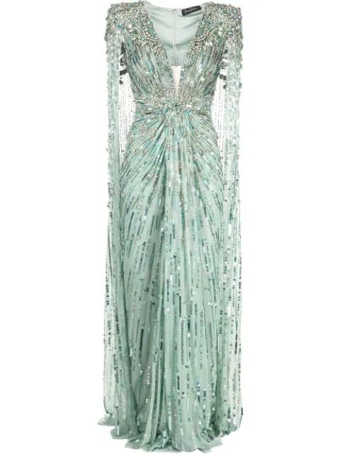 Jenny Packham sequin-embellished Cape Gown - Farfetch | Farfetch Global