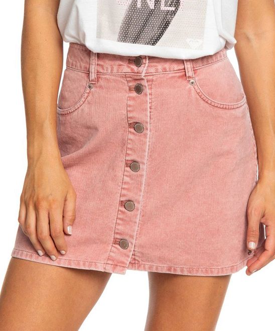 Roxy Women's Casual Skirts Cedar - Cedar Wood Unforgettable Fall Corduroy Button-Front Skirt - Women | Zulily