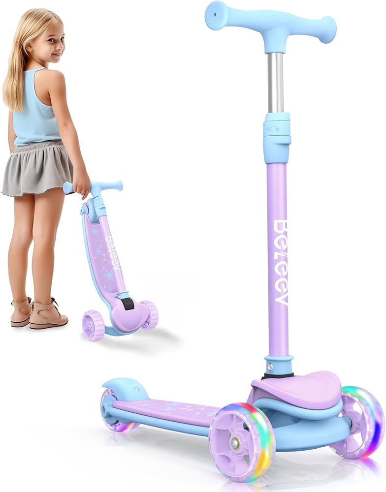 BELEEV A8 Scooter for Kids Ages 3-12, 3 Wheel Folding Scooter for Toddlers Girls Boys, LED Light-... | Amazon (US)