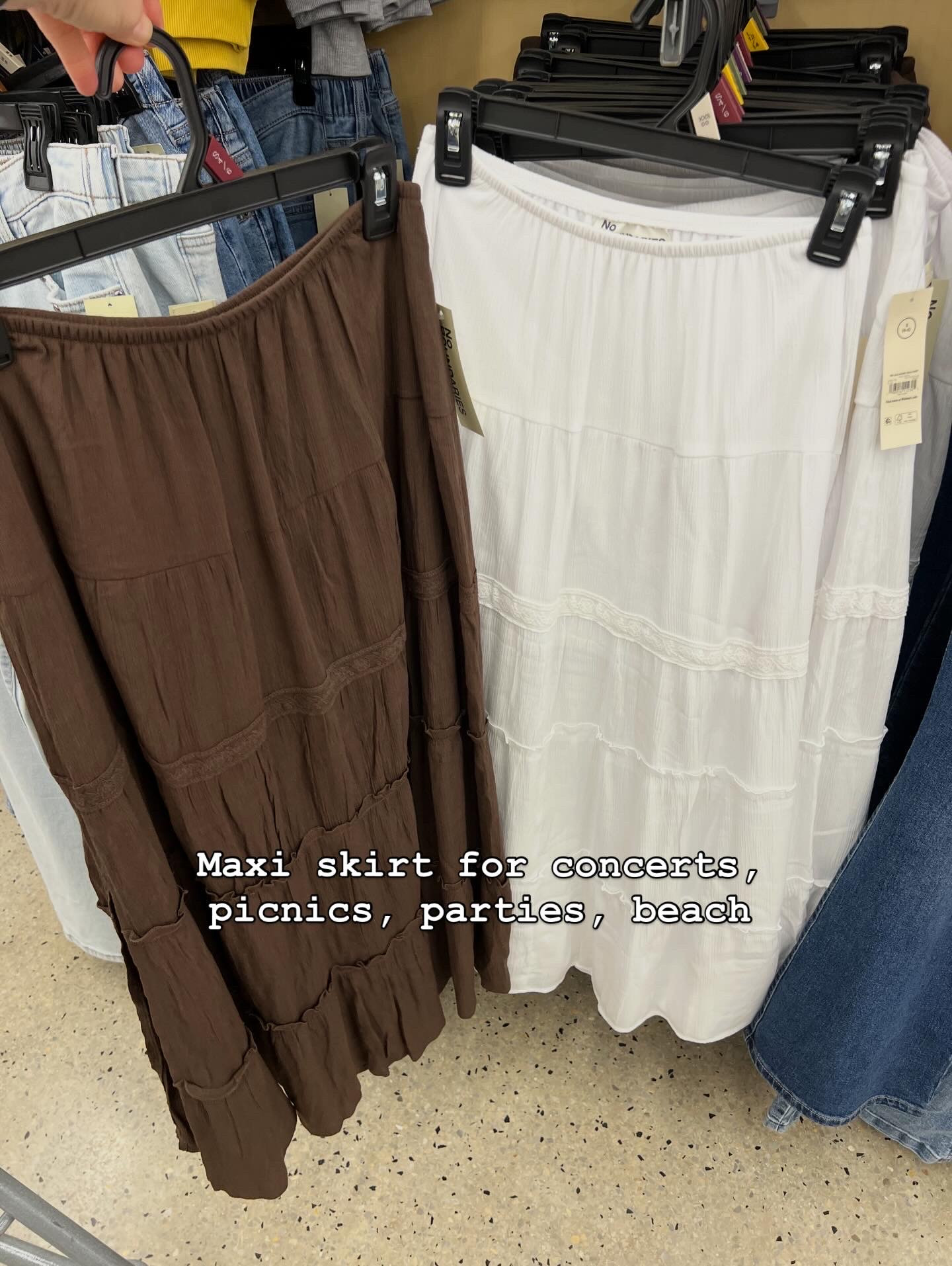 Walmart maxi skirts in juniors, I’d go up one size in these. 