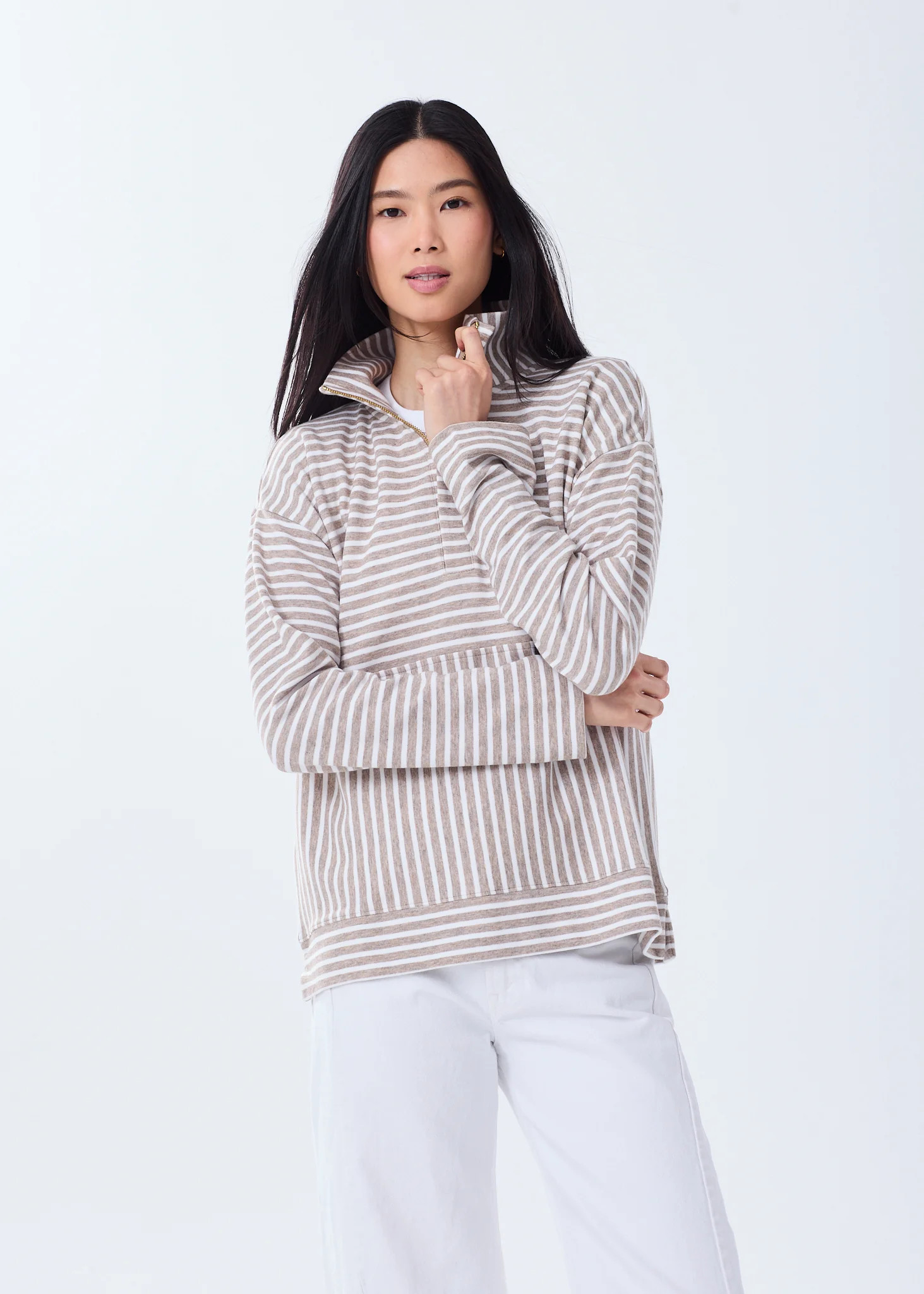 The Zip-Up Sweatshirt - Striped | Alice Walk