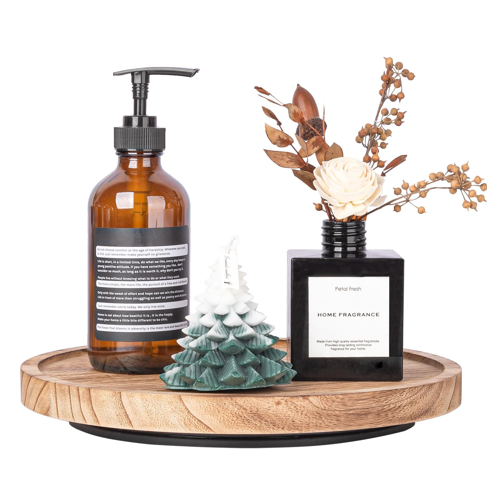 10" Wood Lazy Susan Organizer Kitchen Turntable for Cabinet Farmhouse Bathroom Decor Round Decora... | Amazon (US)