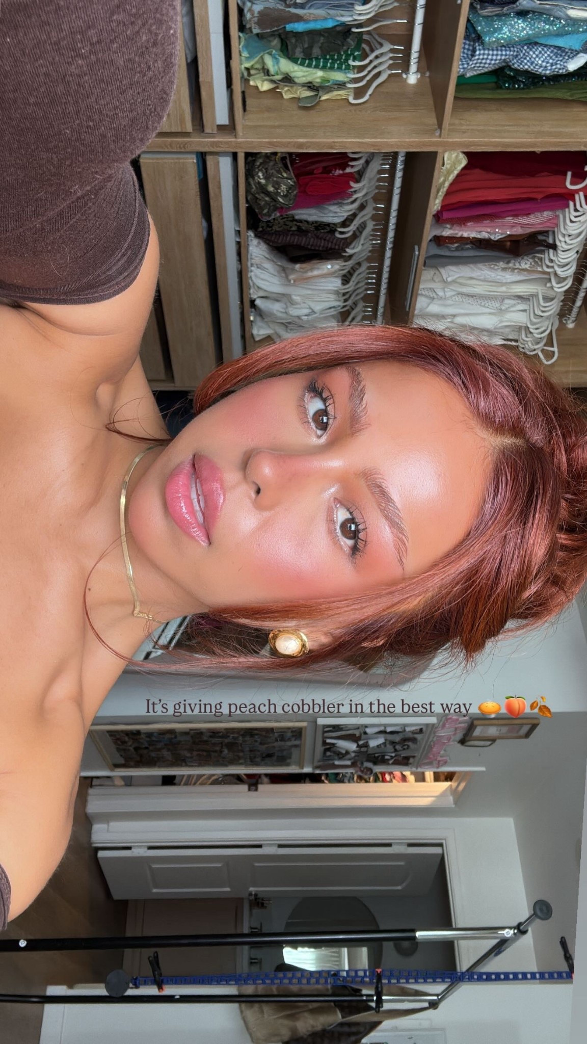 Peach cobbler glowy fall clean girl makeup