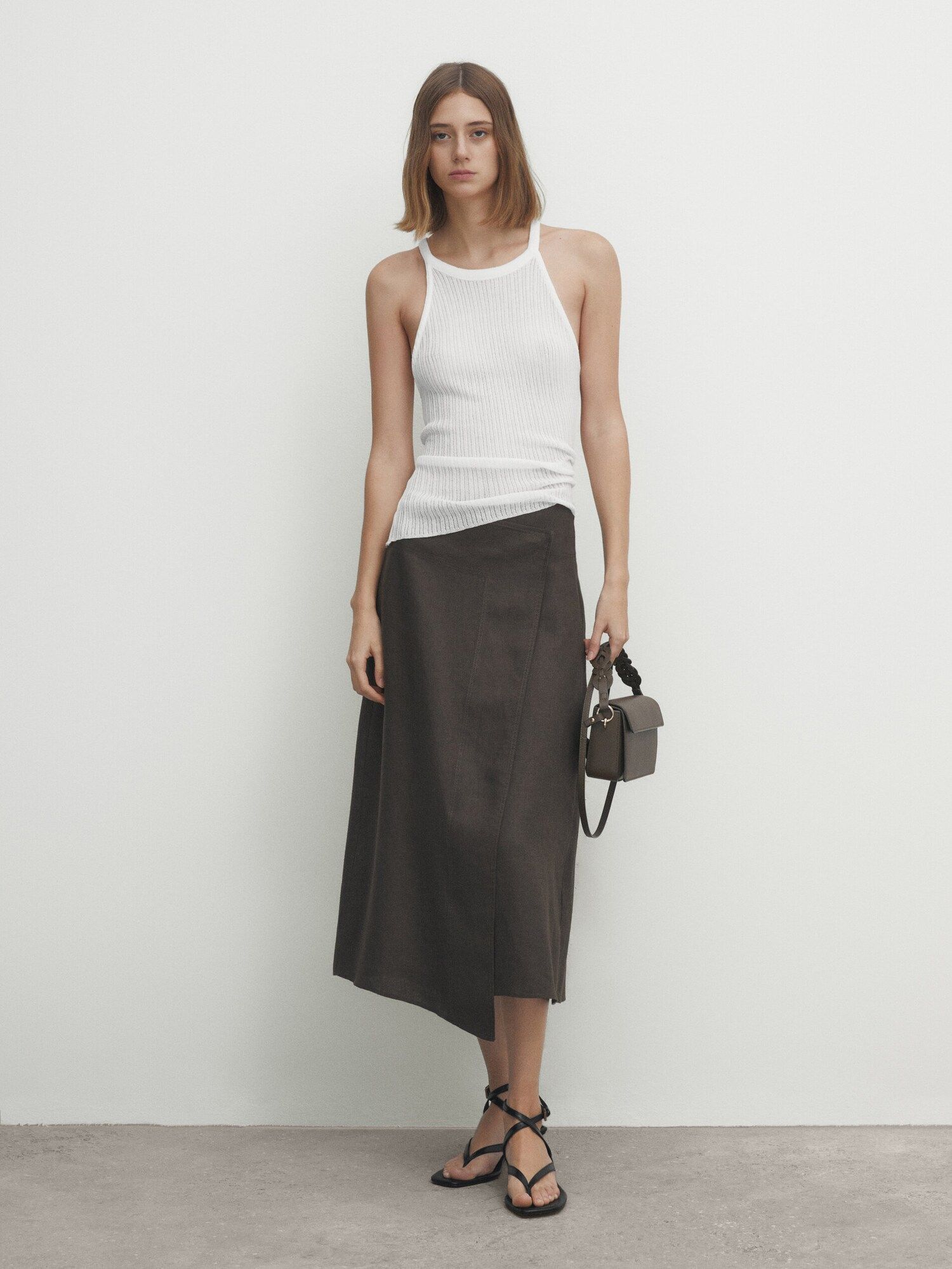 Open knit ribbed halter top | Massimo Dutti (US)