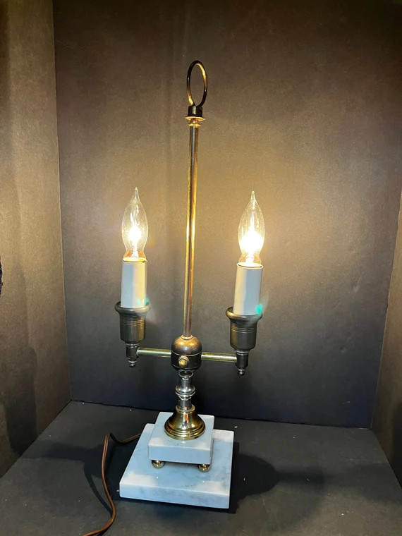 Vintage Rare Find Brass French Style Bouillotte Desk Lamp With Double Arm Candle Stick Lights Two... | Etsy (US)