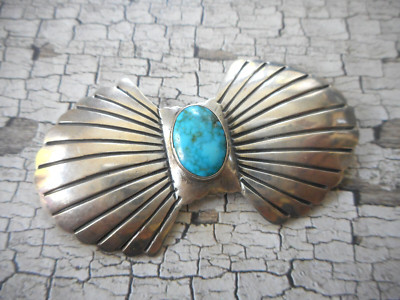 Vintage Sterling Silver Fluted Turquoise Brooch Pin   38B8A  | eBay | eBay US