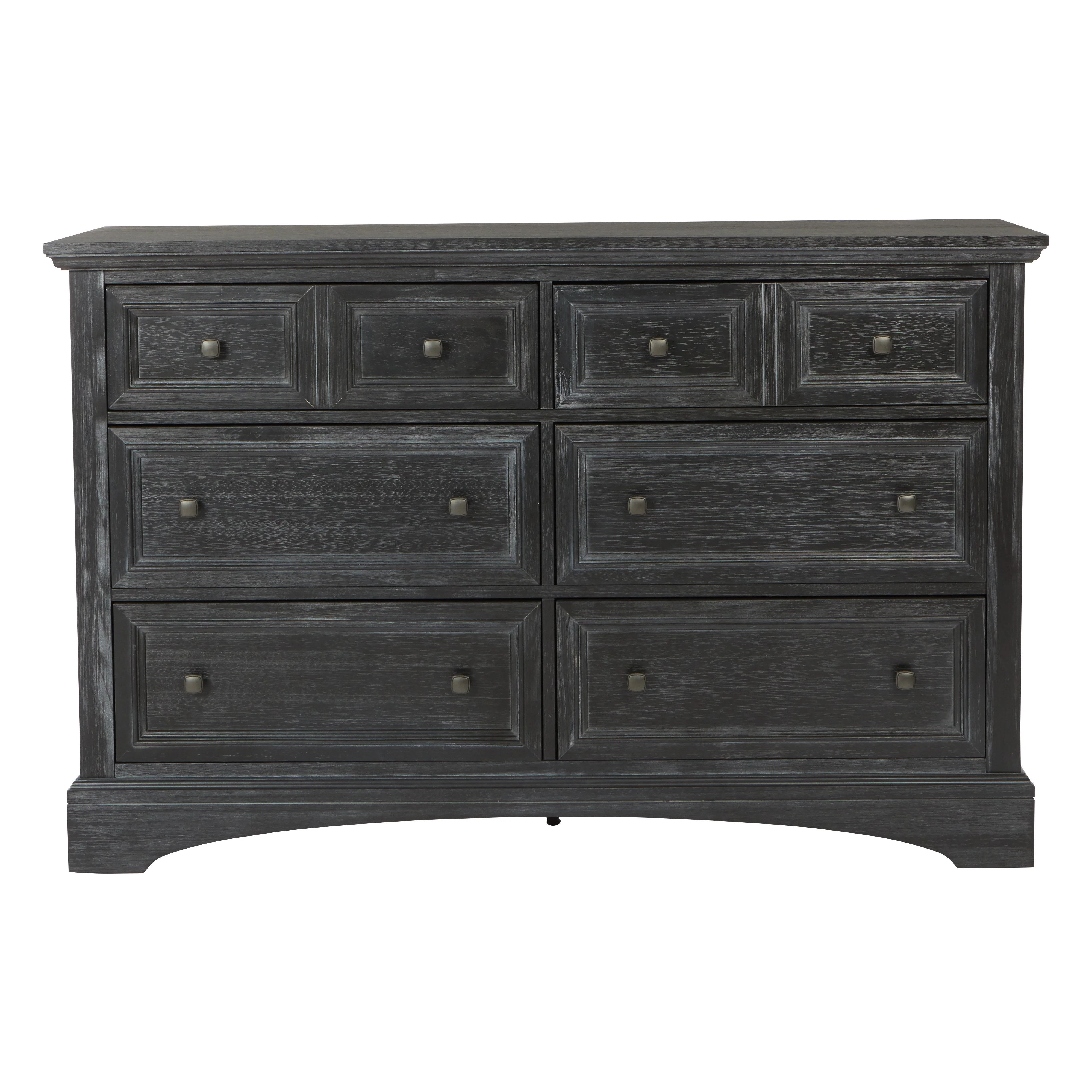 OSP Home Furnishings Farmhouse Basics 6 Drawer Dresser 2/CTN in Rustic Black Finish | Walmart (US)
