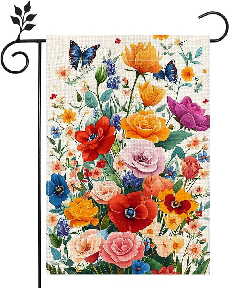 Spring Floral Garden Flag Colorful Flower Welcome Yard Outdoor Flag Double Sided 12x18 Inch | Amazon (US)