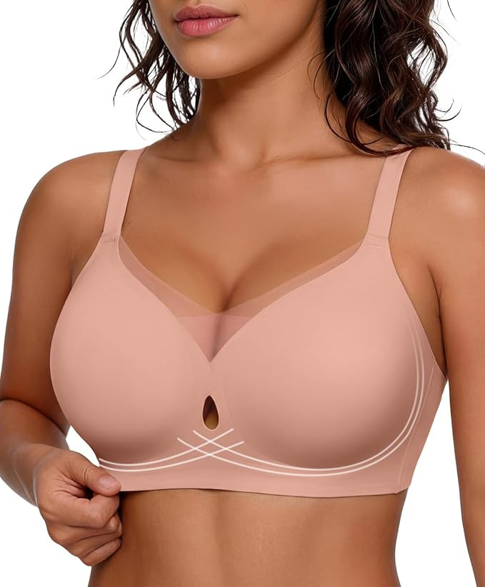 Popilush Wireless Bras for Women - Push Up Full Coverage Seamless Supportive Bra Mesh Crossover N... | Amazon (US)