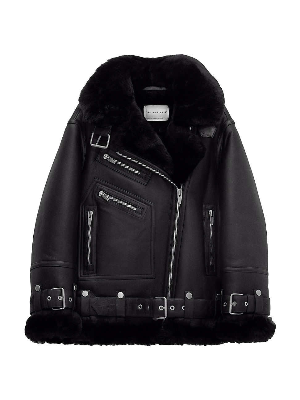 Women's Moya Leather & Shearling Moto Jacket - Space Black - Size XL | Saks Fifth Avenue