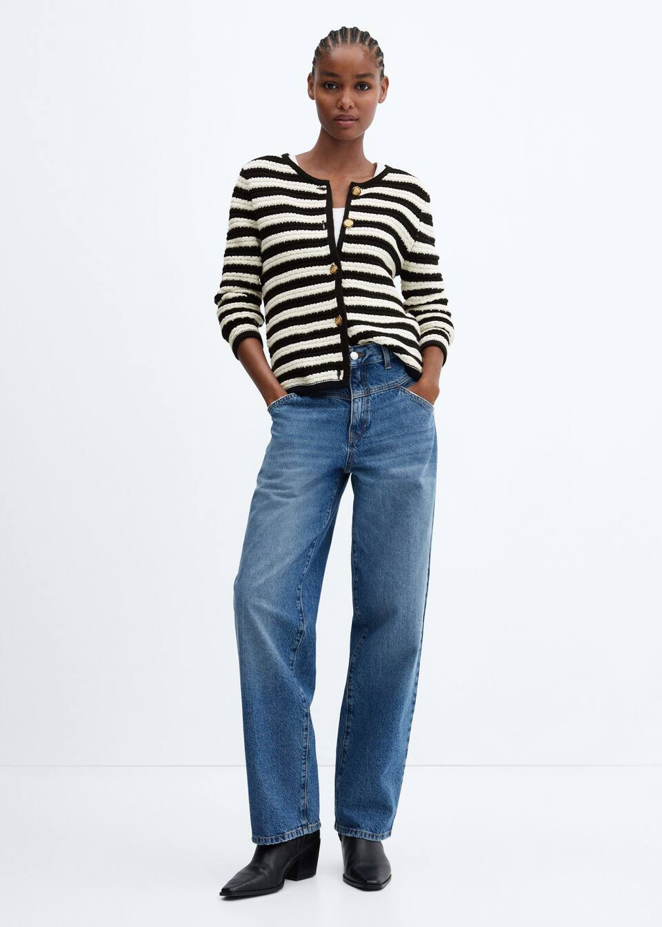 striped cardigan with jewel buttons -  Women | Mango USA | MANGO (US)