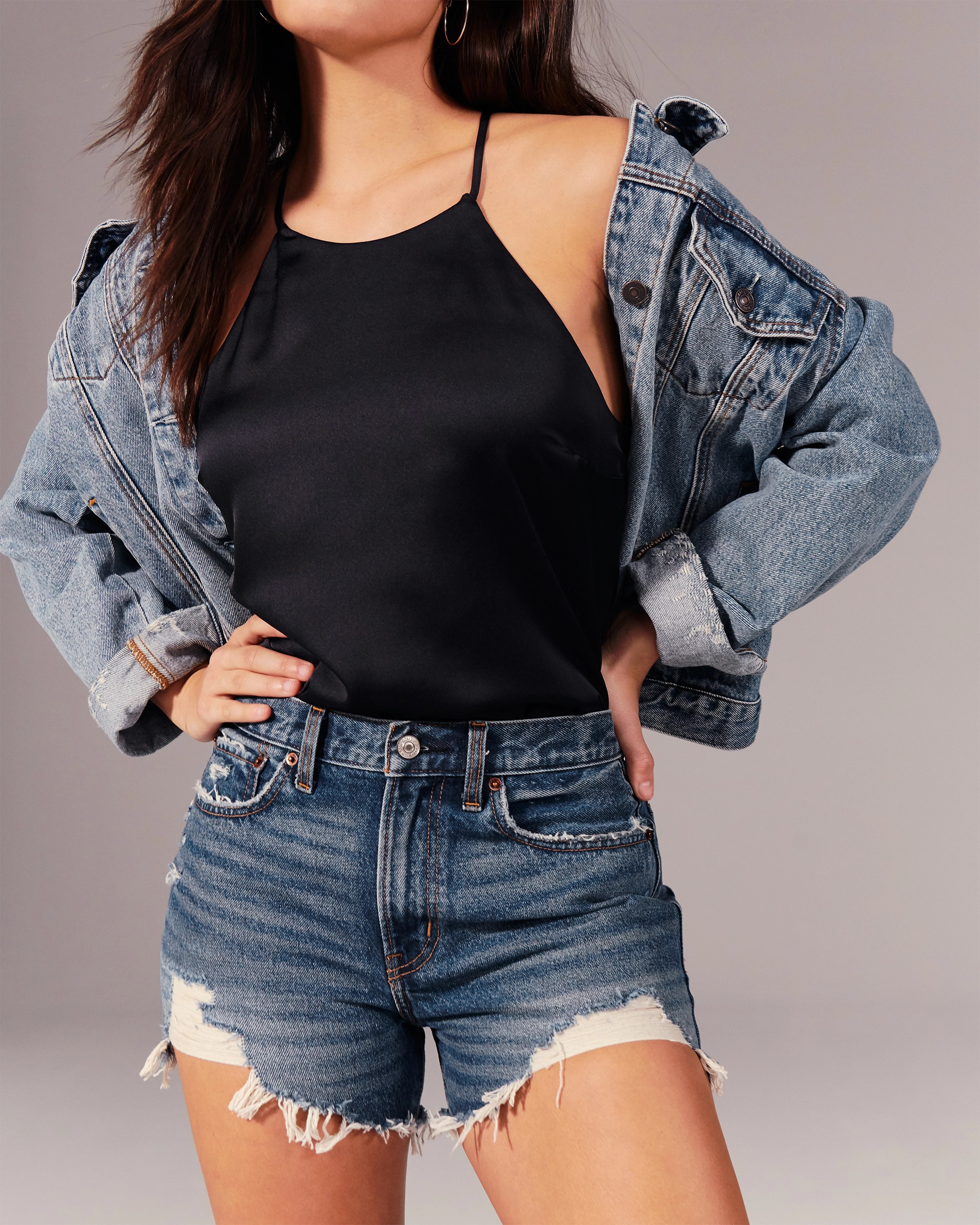 Curve Love Mid Rise Boyfriend Shorts | Abercrombie & Fitch (US)