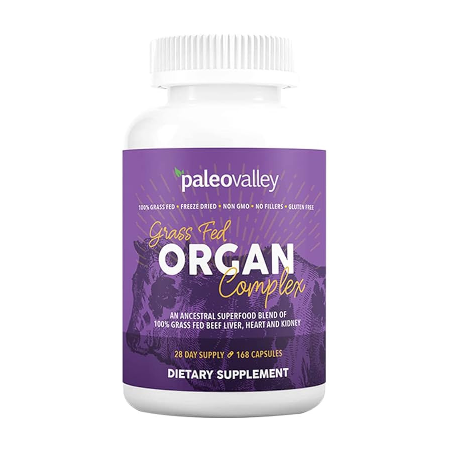 Paleovalley Grass Fed Beef Organ Complex - Freeze-Dried Beef Liver, Heart, and Kidney Blend, 1 Bo... | Amazon (US)