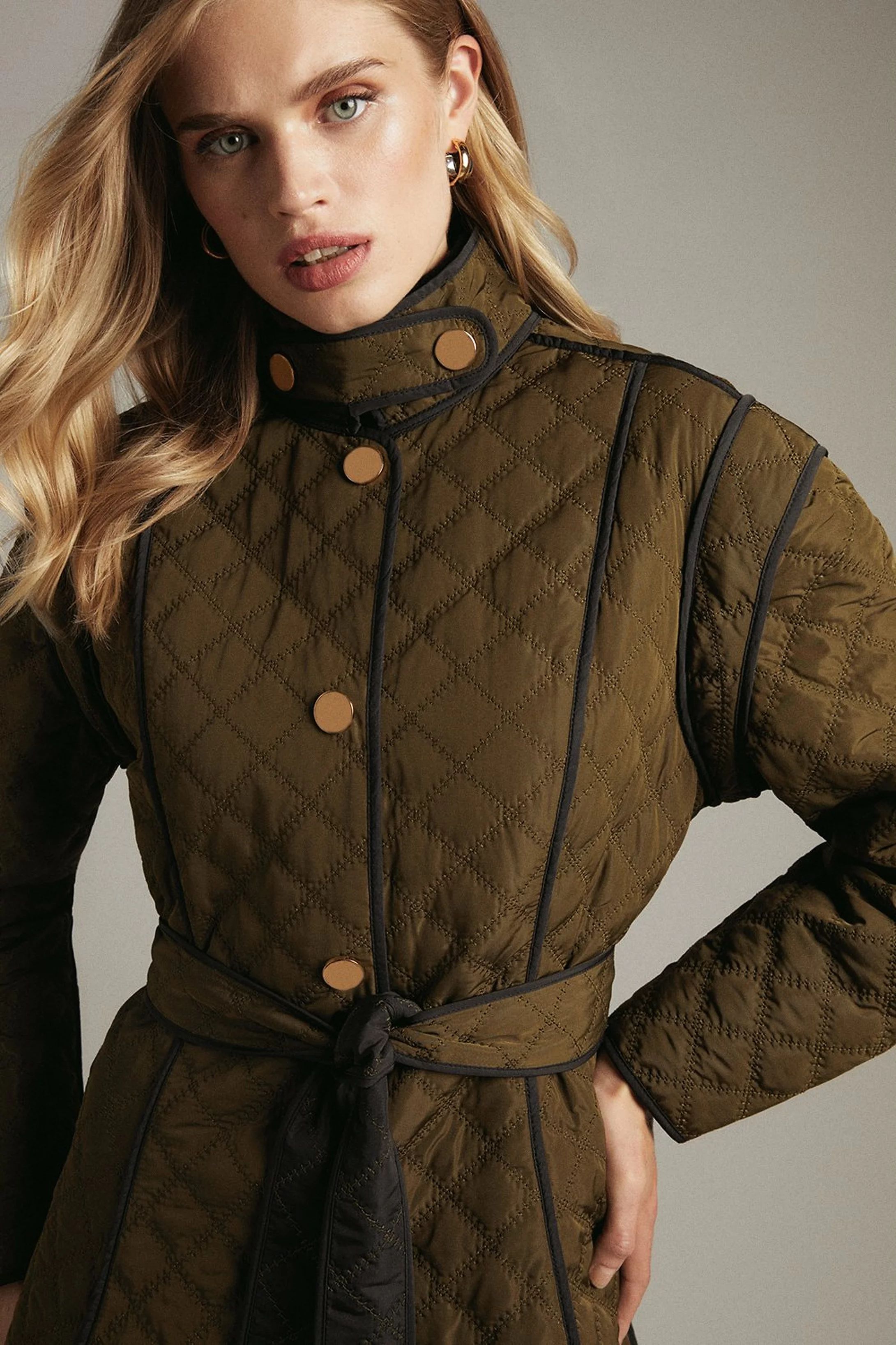 Lydia Millen Full Skirt Maxi Quilted Coat | Karen Millen UK & IE