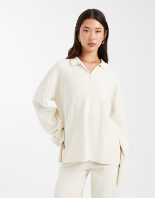 ASOS DESIGN knitted super soft lounge cardigan co-ord in ecru | ASOS (Global)