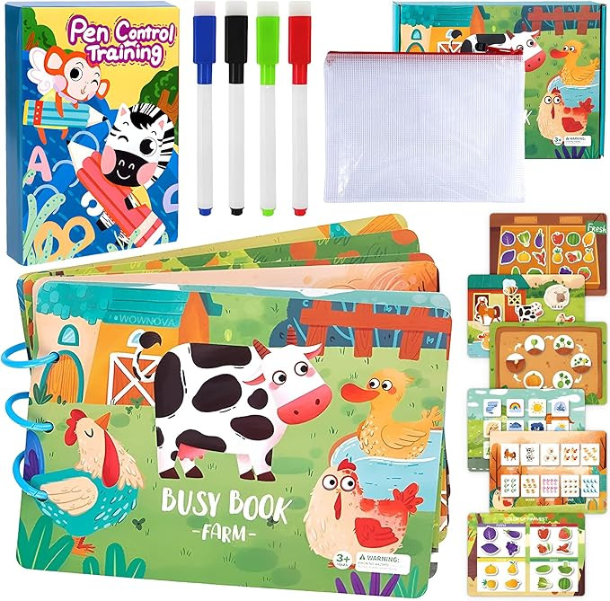 Busy Book Comes With Pen Control Training ,Toddler Busy Book With Velcro , Montessori Busy Book ,... | Amazon (US)