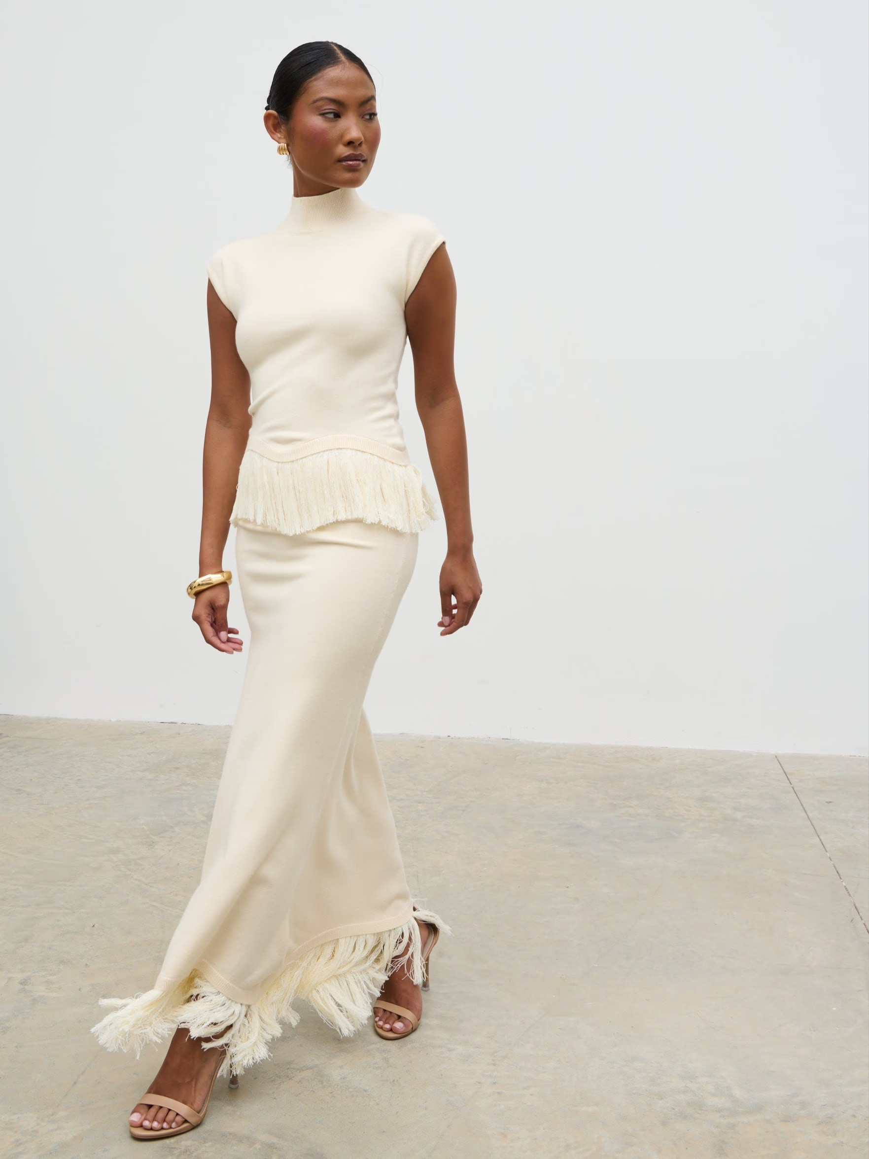 Orlendina Fringe Knit Midaxi Skirt | Pretty Lavish (UK)